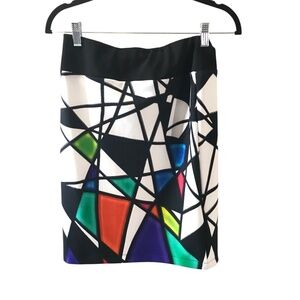 Mode Vin Rouge Fashion Abstract Stained Glass Print Skirt | XS